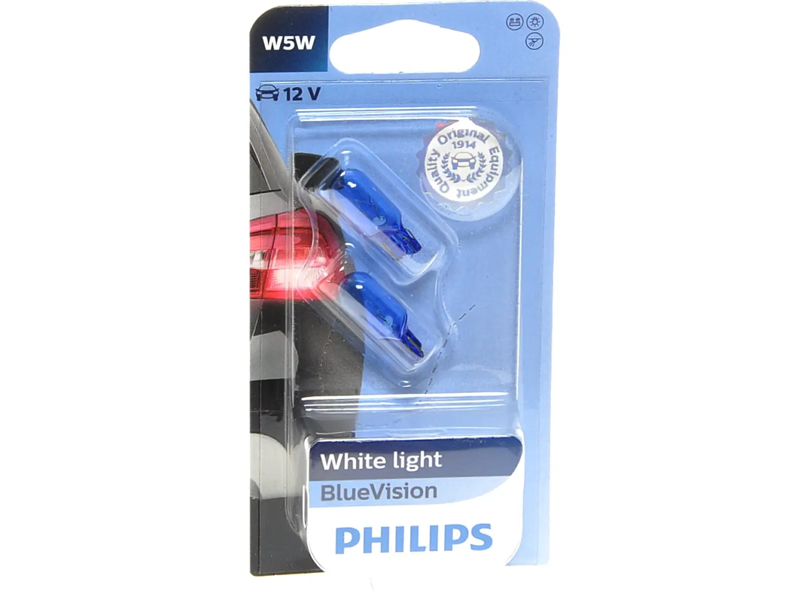 PHILIPS BlueVision W5W, 12V, 5W, blue, duo