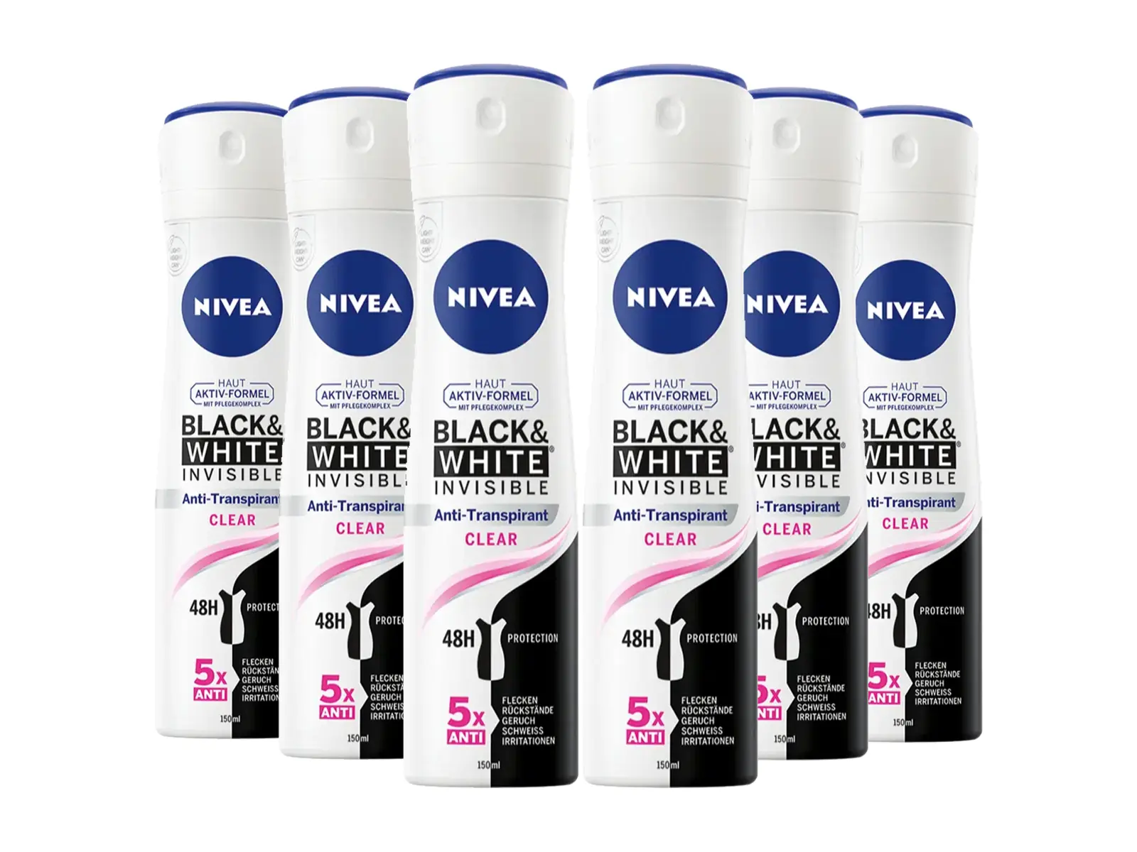 NIVEA Deospray black & withe Clear 150ml, VE 6