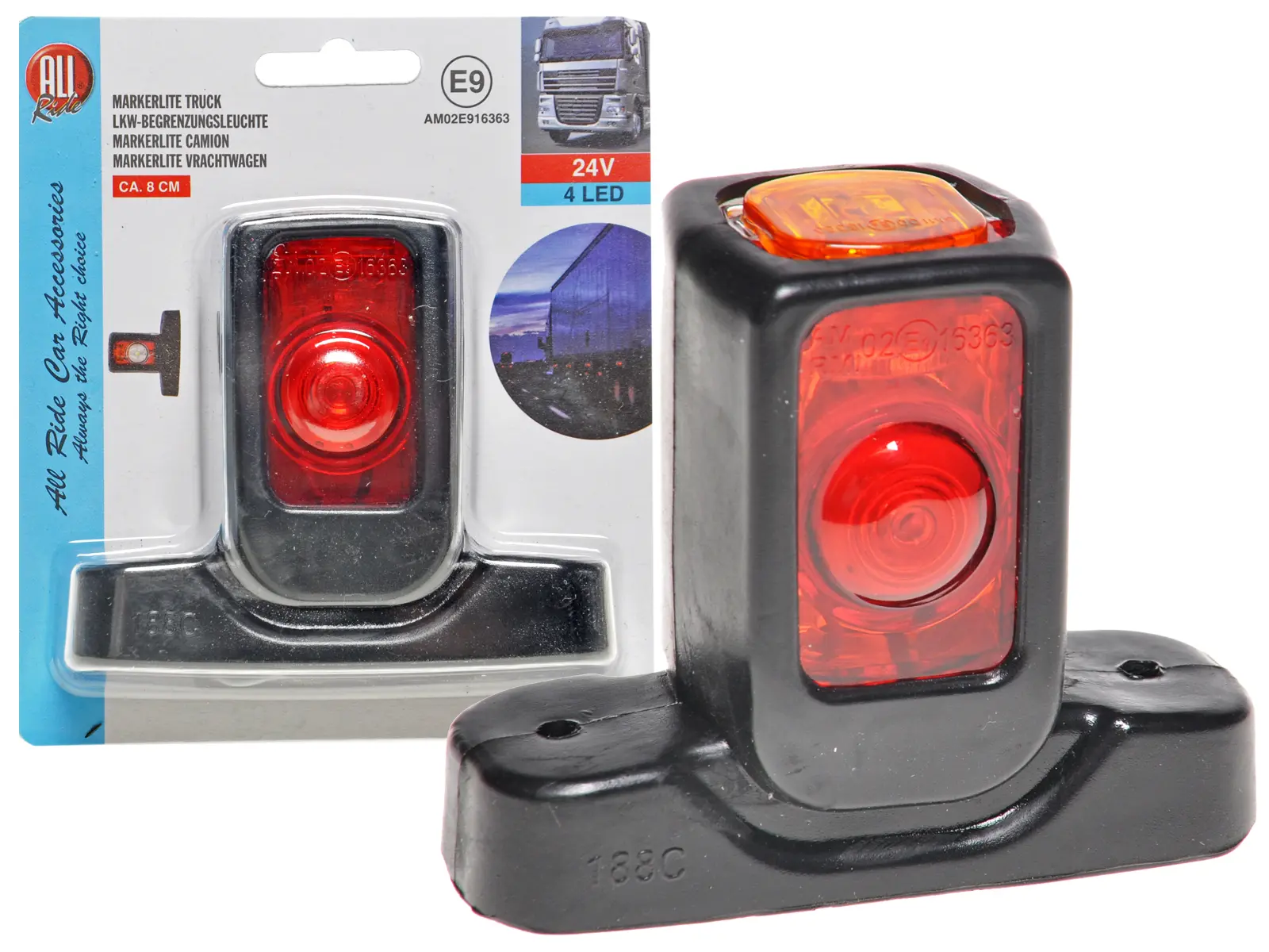 AR LED Begrenzungsleuchte 24V, 8x10cm, E-Zulassung