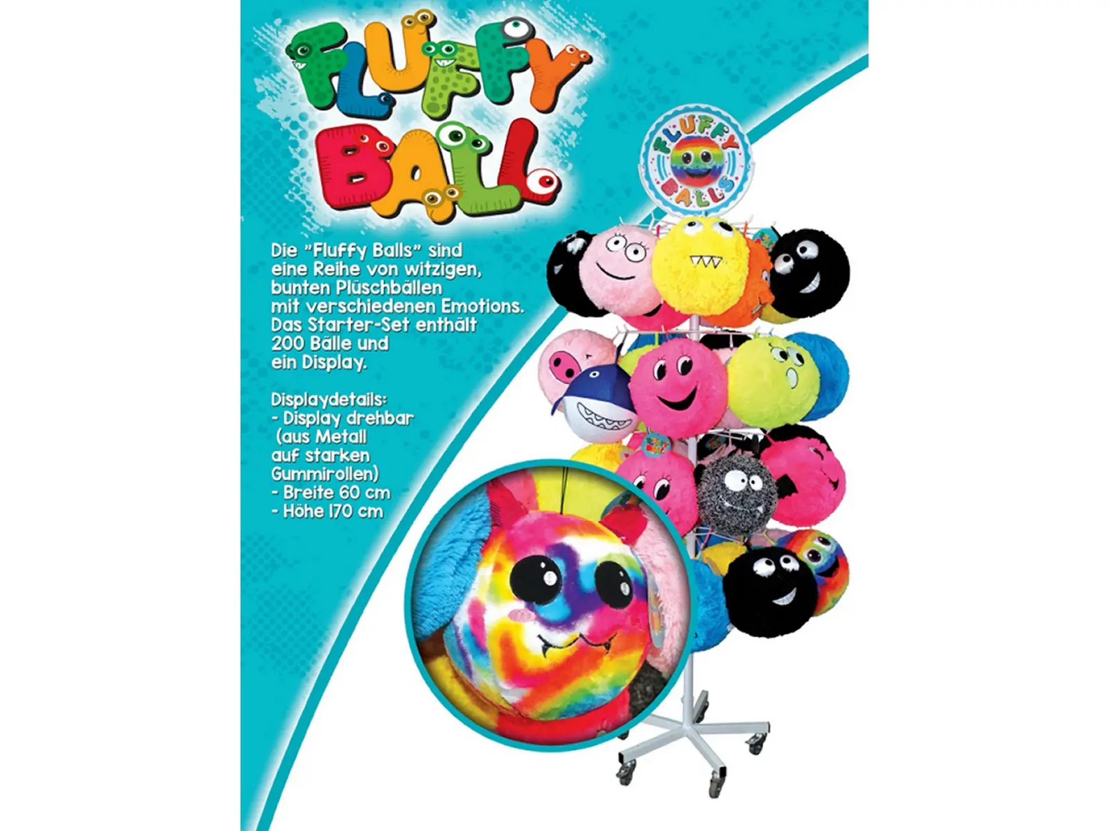Plüsch Fluffy Ball Komplettständer 80 Stck